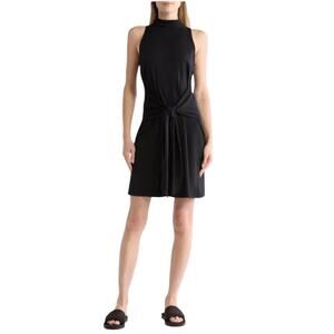 black zip front rib short sleeve bodycon dress Dresses | Dress sleeveless
